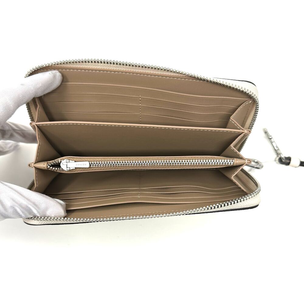 Coach Long Zip Around Wallet in Chalk Glitter Leather CN393 - Picture 4 of 8